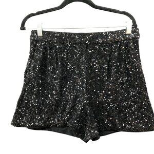 Express Black Sequin High-Waist Shorts